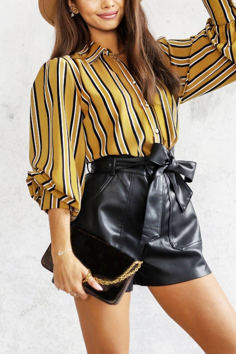CWTSTL2779_SPRING AND AUTUMN STRIPED LOOSE COMFORT SHIRT
