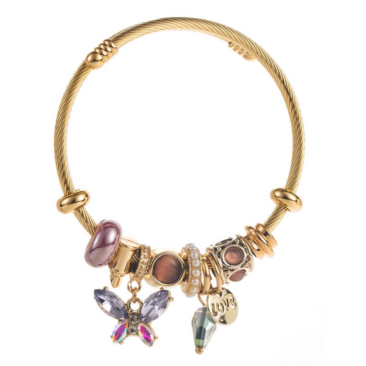 Luxury Butterfly Charm Beaded Bracelet