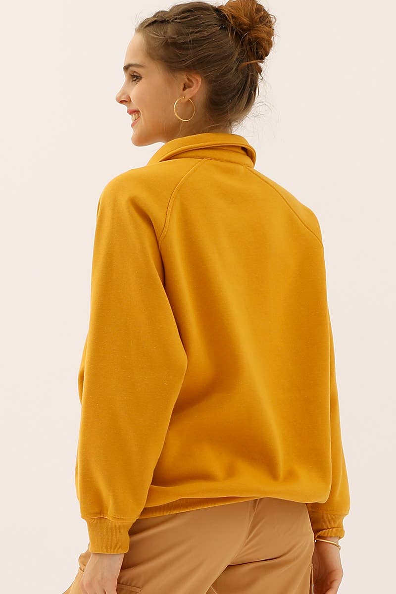 CWTTL906-P_PLUS SIZE BUTTON COLLAR RAGLAN SLEEVE SWEATSHIRT