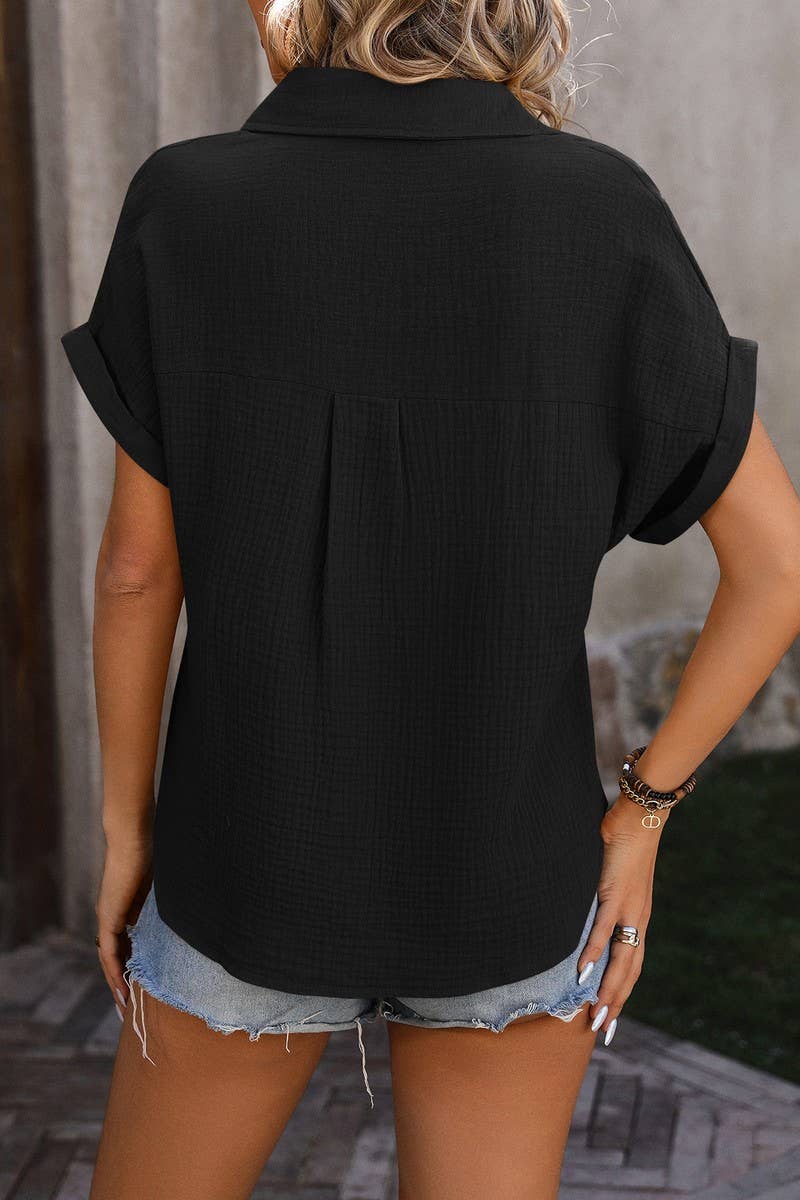 CWTSTS0324_Open Front Short Sleeved Shirt Top