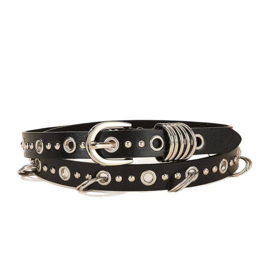 Punk Silver Ring Skinny Belt for Dresses Jeans_CWABE1227