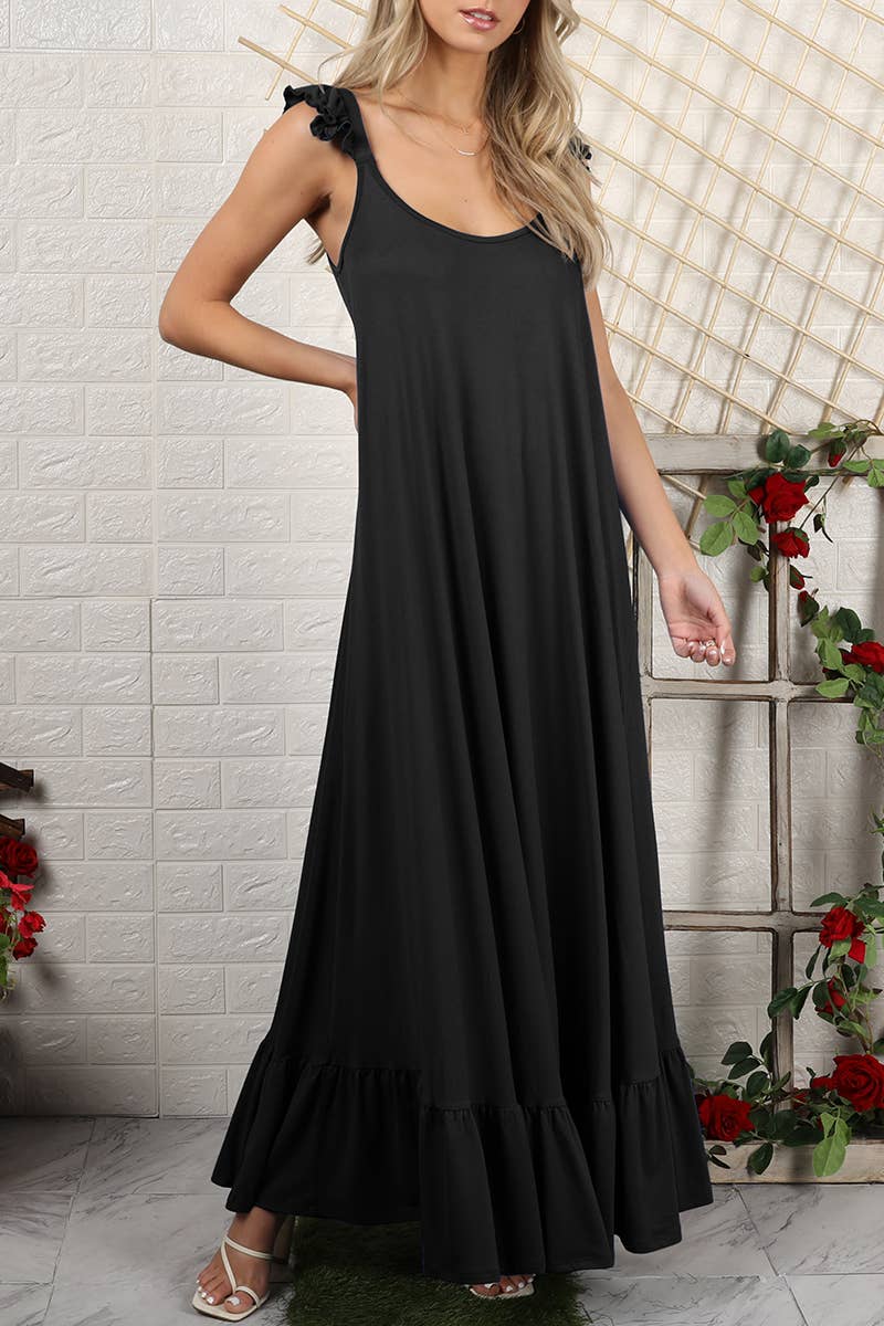 CWDMD772_RUFFLE DETAILED SLEEVELESS MAXI DRESS