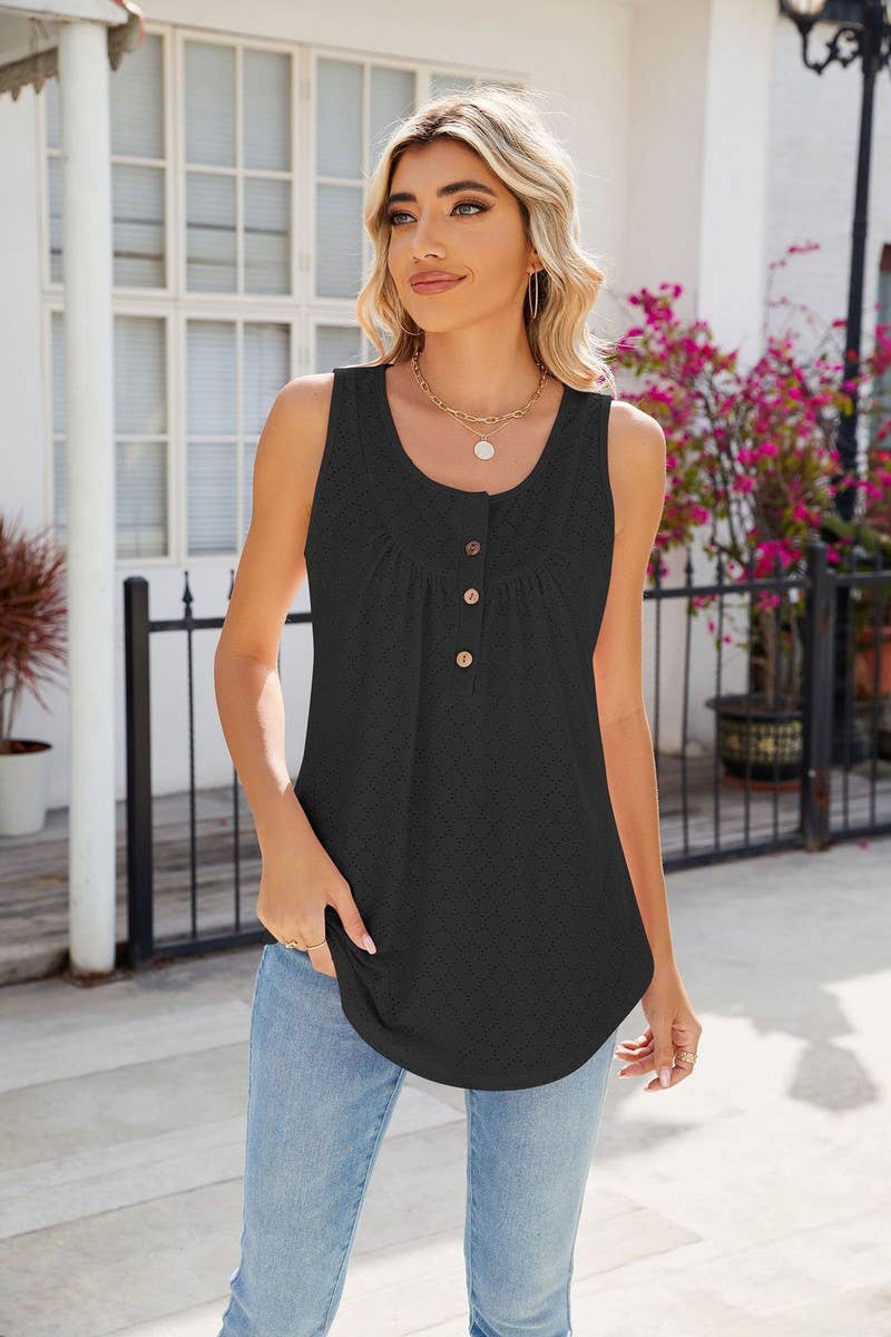 CWTTSL0230_Sleeveless Crew Neck Pullover Knit Top