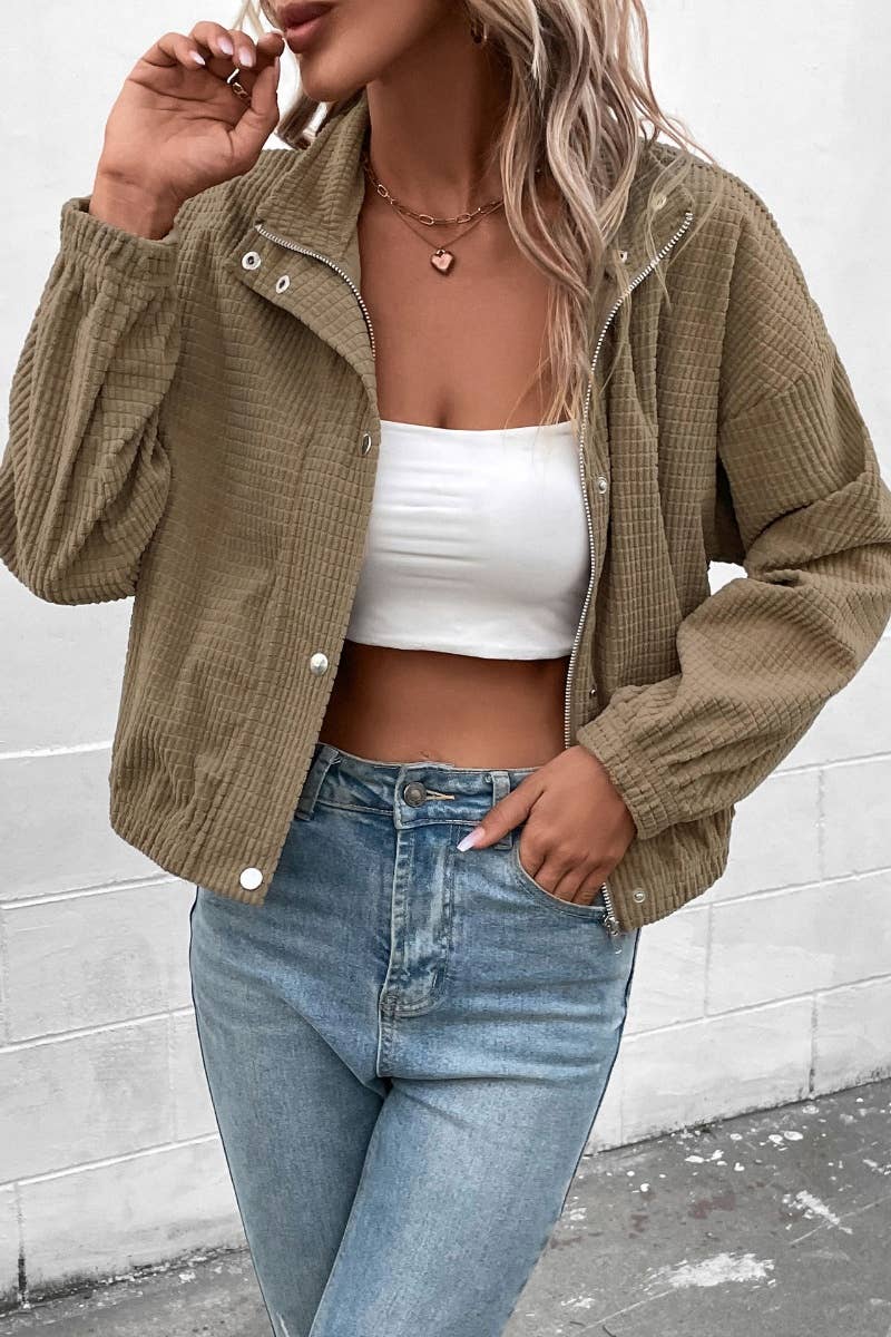 CWOCO1009_CORDUROY BUTTON LONG SLEEVE JACKET JACKET SHORT