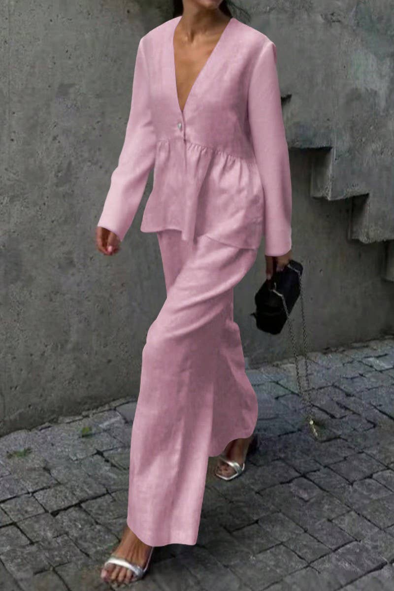 CWSTB00448_CASUAL LONG SLEEVE TEE AND STRAIGHT PANTS SET