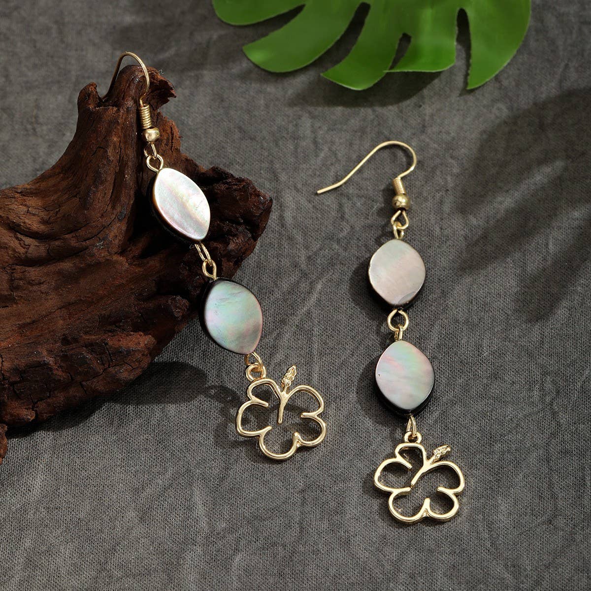 FASHIONABLE COLORFUL NATURAL ABALONE EARRINGS