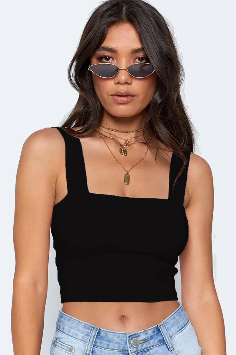 CWTTK00285_SQUARE NECK CROPPED SEXY T-SHIRT TOP