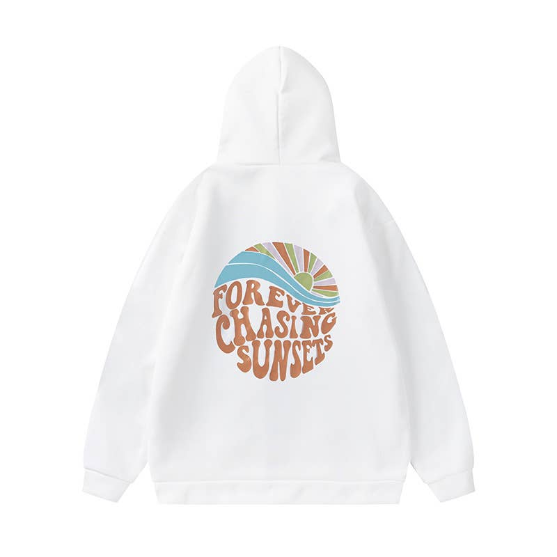 CHASING SUNSET PRINT DRAWSTRING PRINT HOODIE