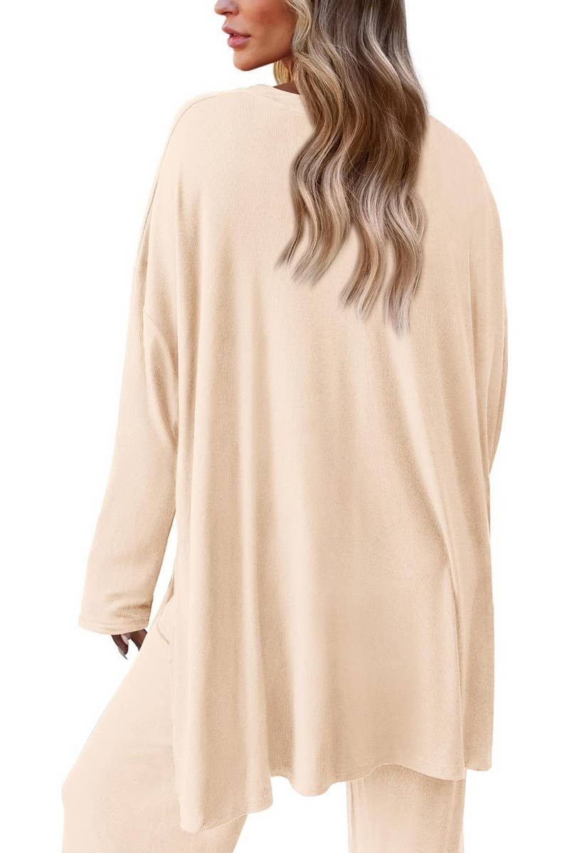 CWSTB00483_2025 KNIT LOUNGE SET WOMEN 2 PIECE CASUAL OUTFITS