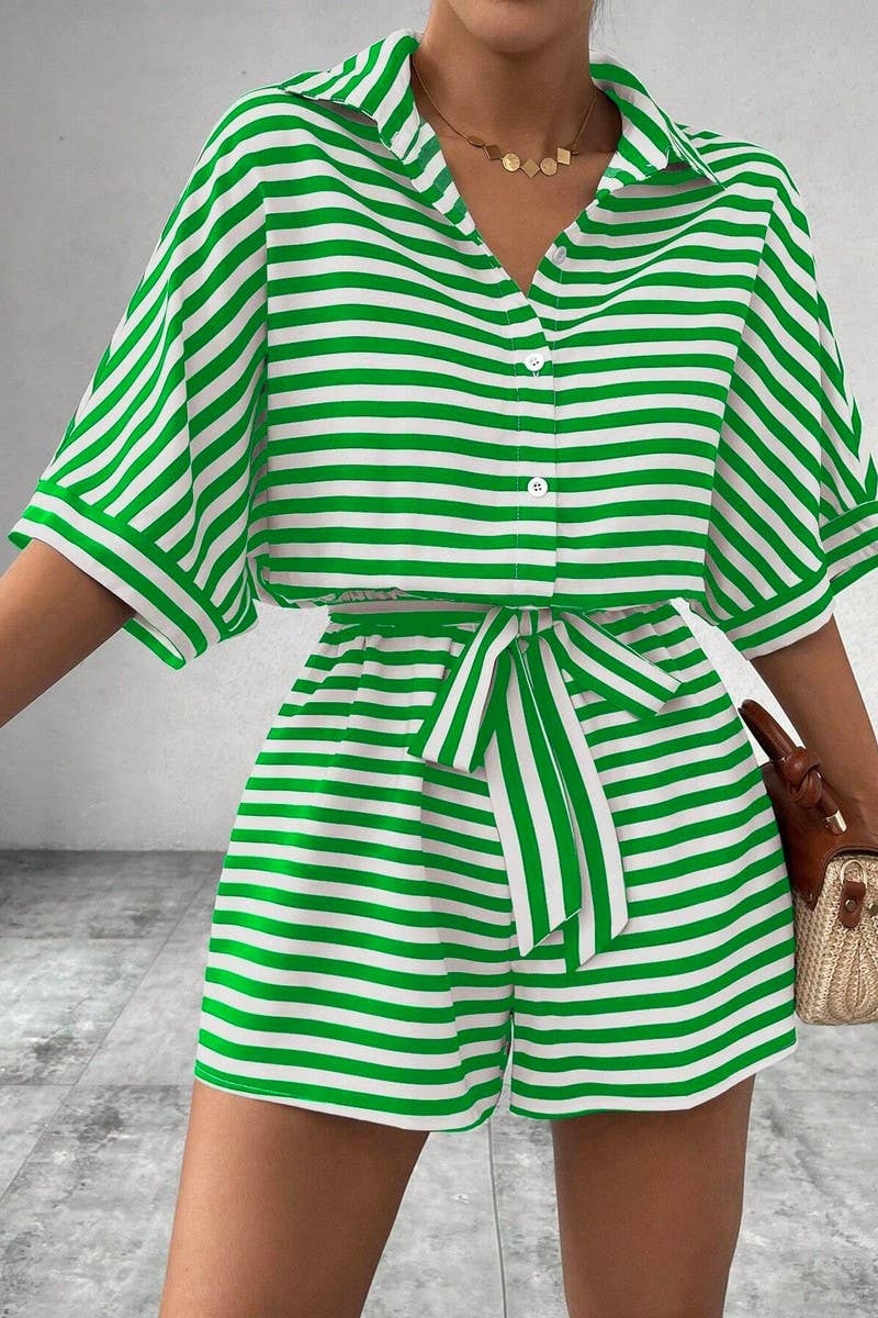 CWSBSS0053_SPRING AND SUMMER LAPEL MID SLEEVE BODYSUIT SET