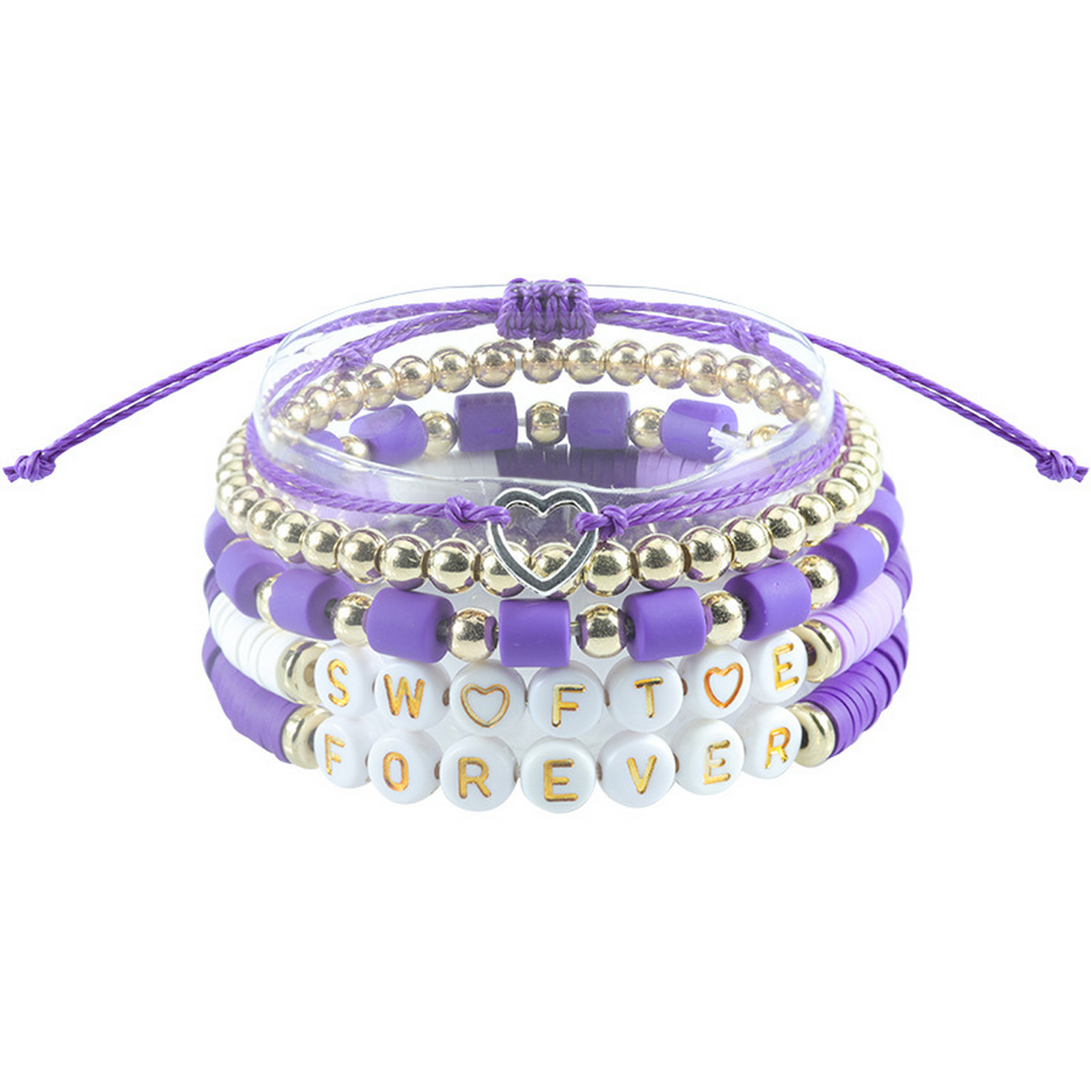 Multilayer Elastic Letter Bead Bracelets Set