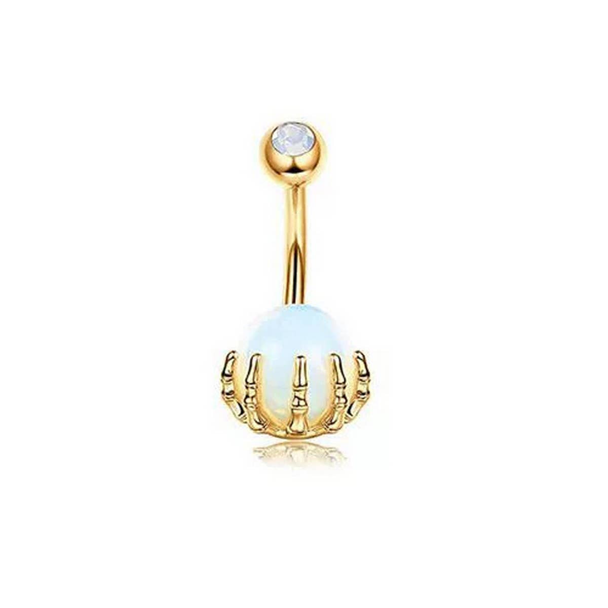 Colorful Skull Hand Belly Button Ring Piercing