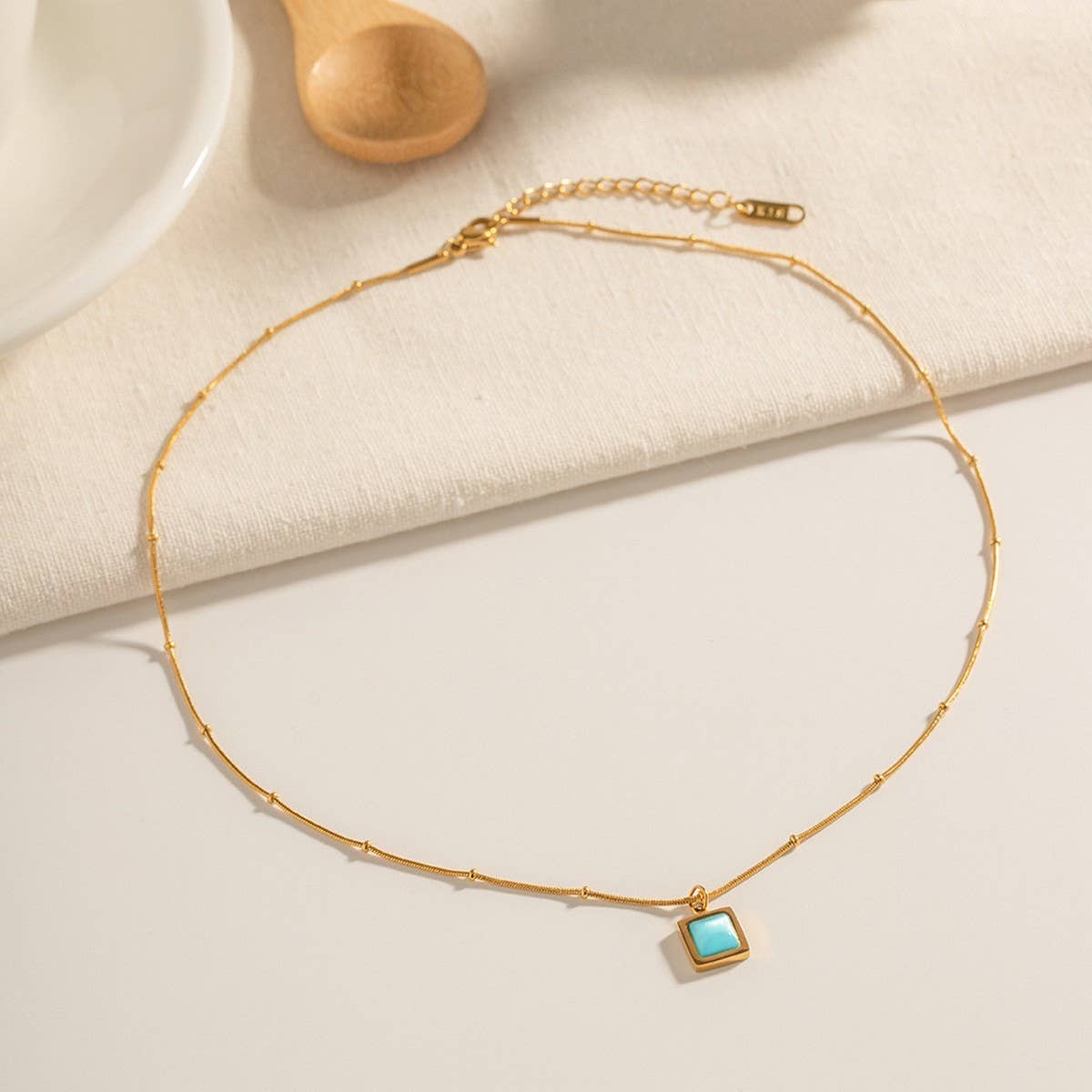 SMALL FRESH CAT'S EYE STONE SIMPLE NECKLACE_CWAJE1423