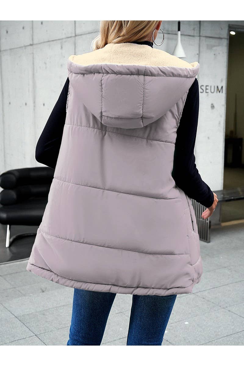 CWOJA0937_Zip Up Jacket Double Sided Warm Cardigan Vest