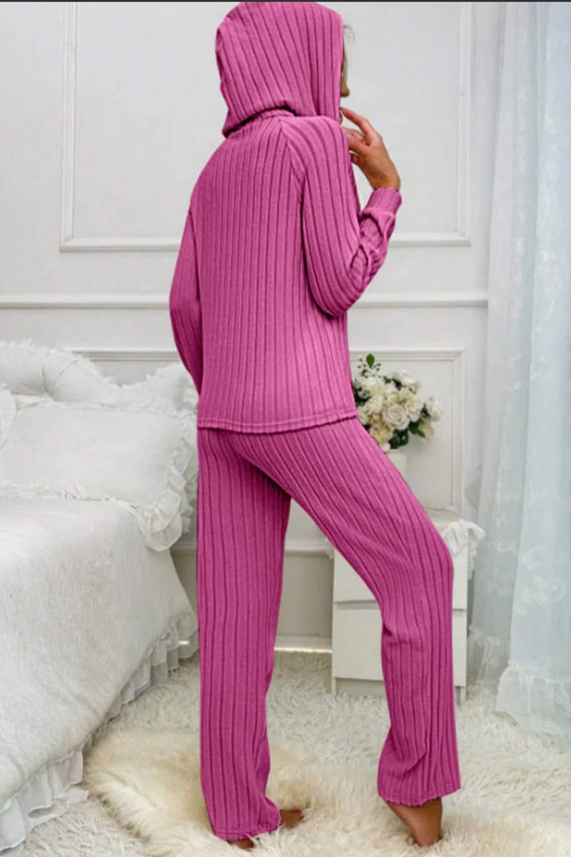 CWSTB1610_RIBBED HOODED BUTTON-DOWN TOP AND TROUSERS SET