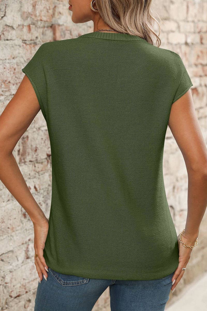 CWTTS1368_SUMMER NEW WOMEN'S V-NECK KNITTED TOPS