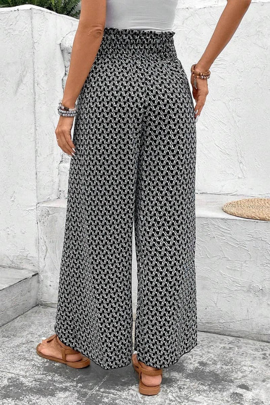 CWBMP0144_SUMMER FASHION FLORAL SPLIT WIDE-LEG PANTS