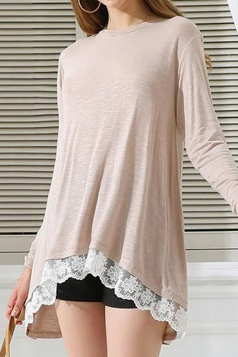 CWTTL1447_Round Neck Casual Long Sleeve Top