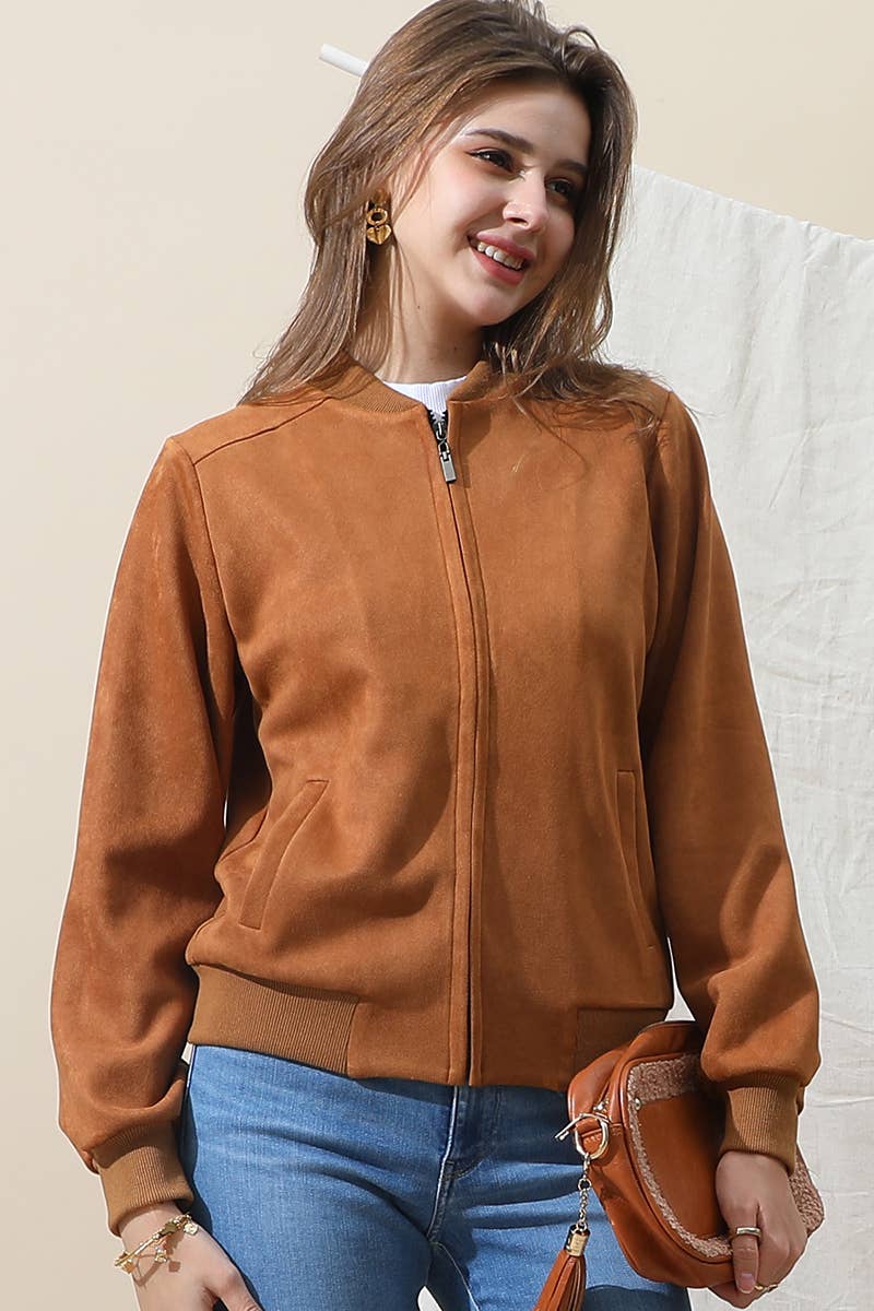 CWOJA706-P_WATERFALL FAUX SUEDE ZIP-UP WESTERN BOBMER JACKET