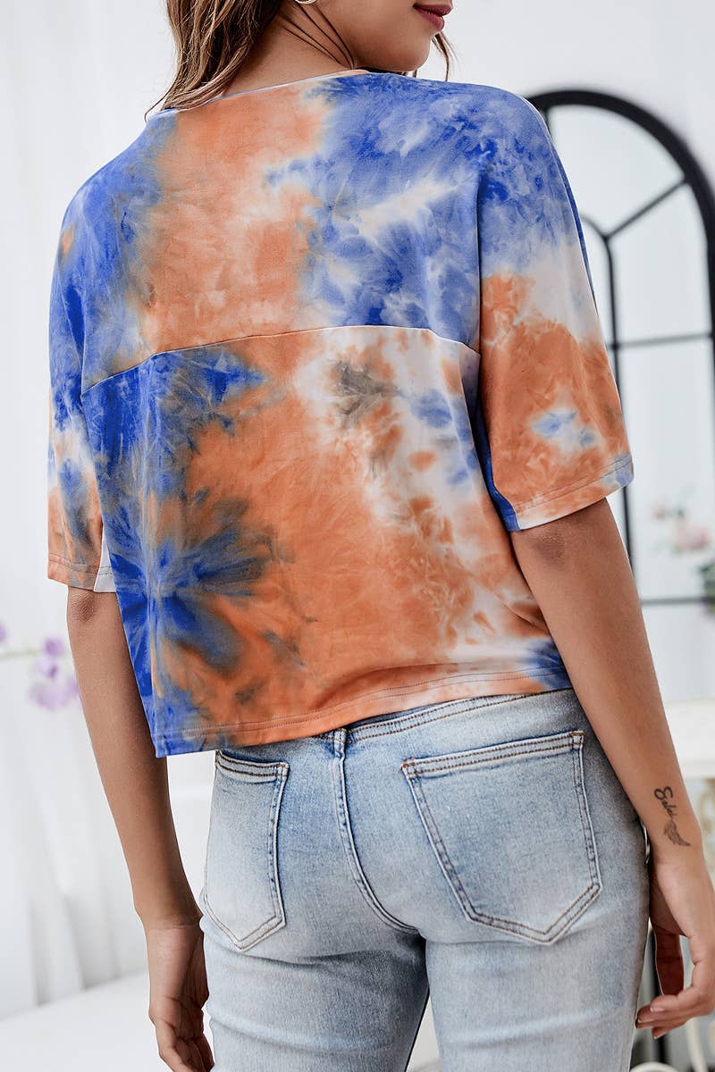 CWTTS1426_SUMMER LOOSE CASUAL TIE-DYE PATCHWORK TOP