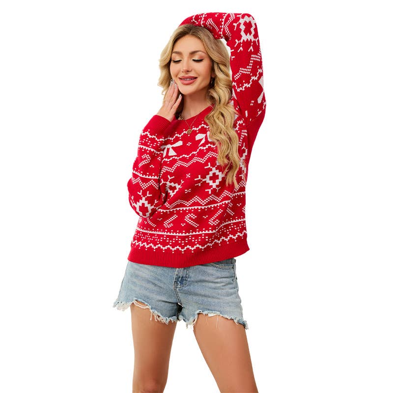 Christmas snowflake jacquard knitted sweater