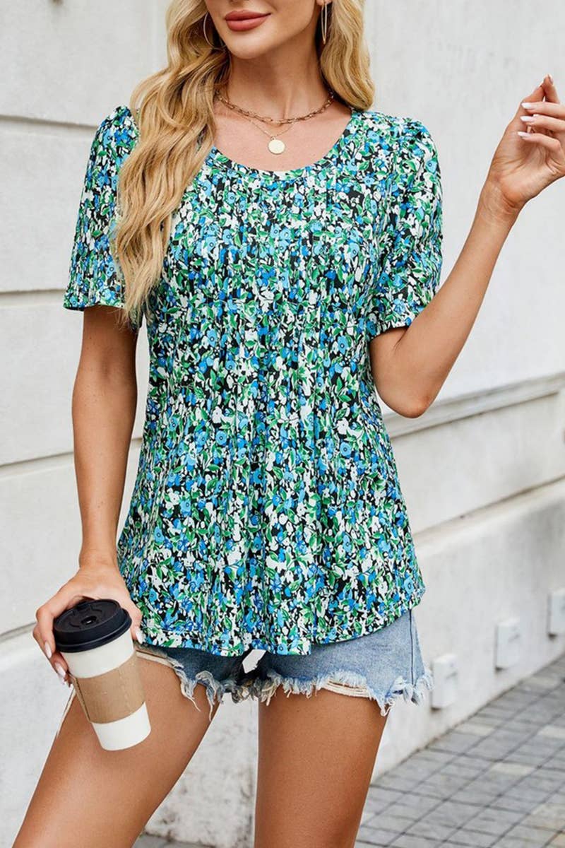 CWTTS1338_SUMMER ROUND NECK LOOSE PRINTED T-SHIRT