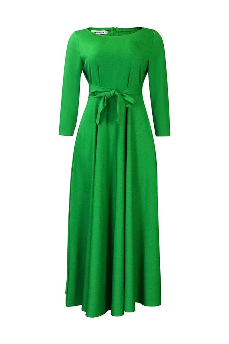 CWDMD01256_2024 PLUS SIZE WOMEN BELTED ELEGANT MAXI DRESS