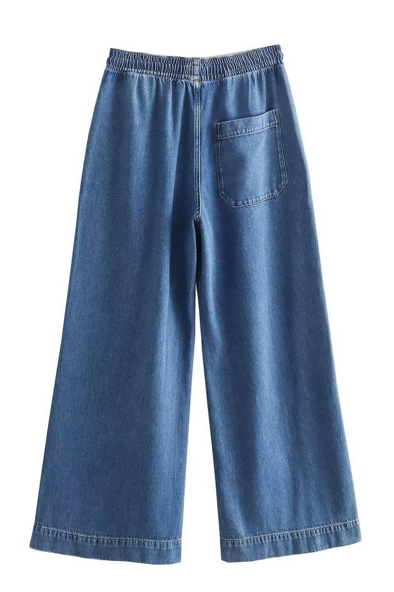 CWSTB1431_WASHED BLUE DENIM TOP AND STRAIGHT PANTS SET