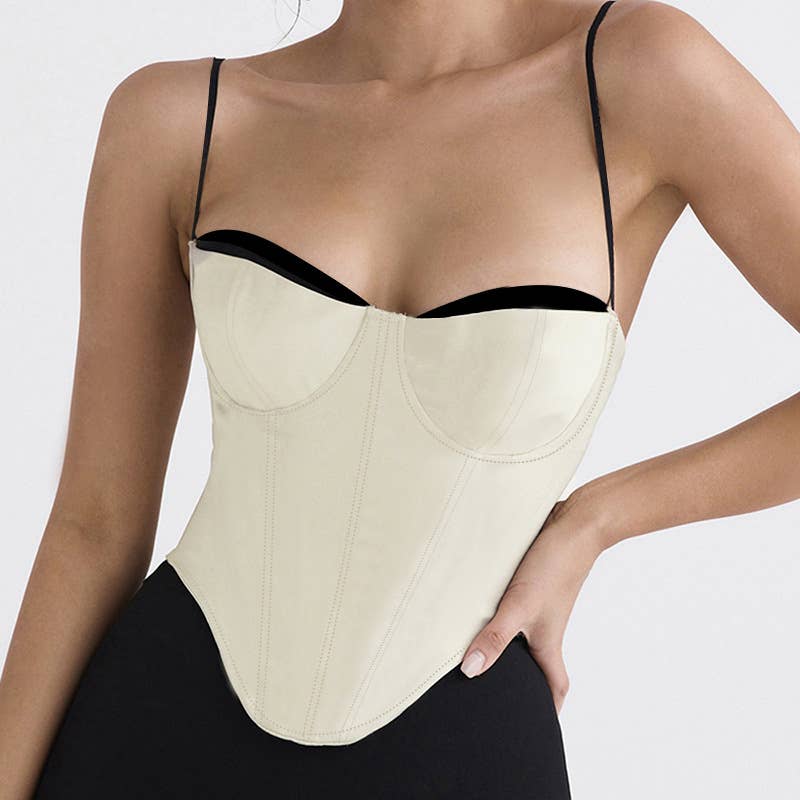 Casual matching slim fit color belt top