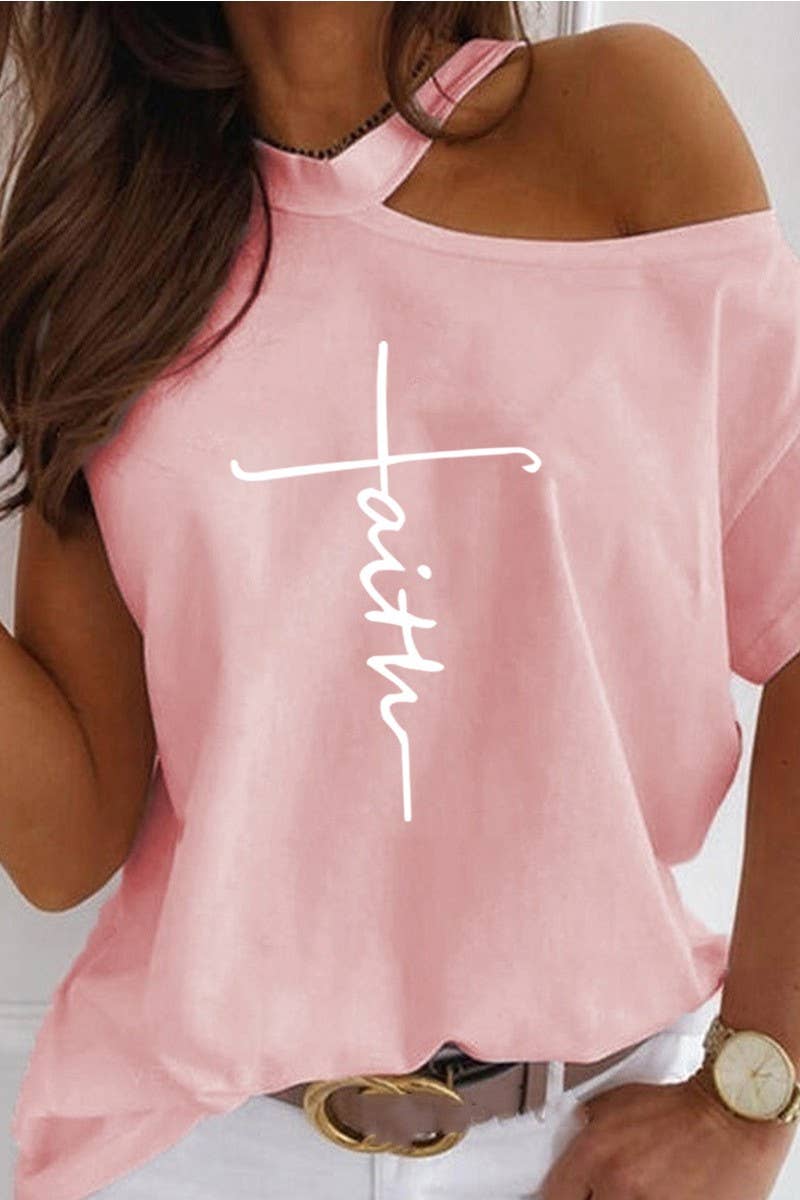 CWTTS1444_SUMMER OFF-SHOULDER ONE-SHOULDER T-SHIRT