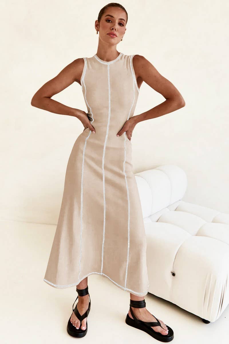 CWDMD6150_VINTAGE FRENCH SLEEVELESS A-LINE DRESS