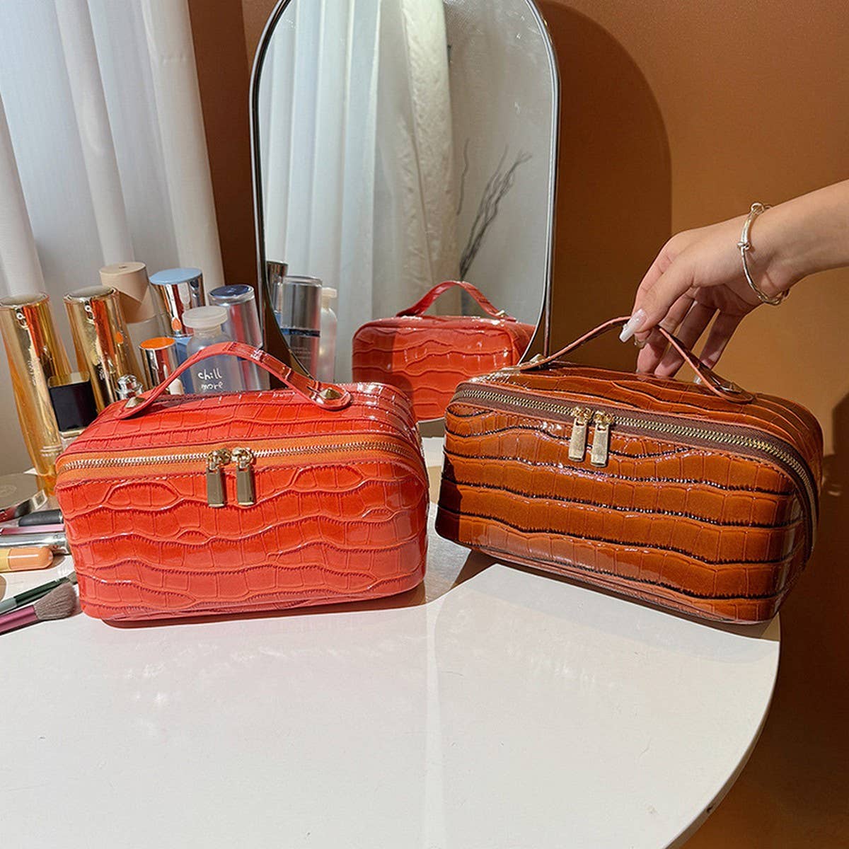 NEW HIGH-END CROCODILE LEATHER COSMETIC BAG_CWAB4405