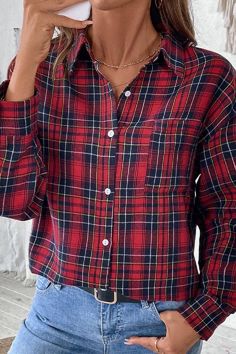 CWTBLL3710_NEW RETRO CASUAL PLAID SHIRT FOR SPRING AND AUTUM