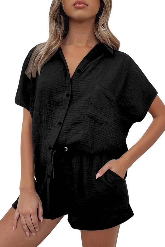 CWSS01305_CASUAL AND FASHIONABLE SHIRT AND SHORTS SET