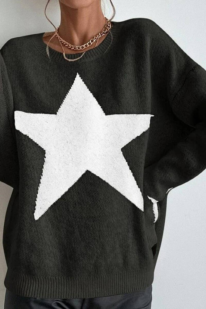 CWOSWL6262_LONG SLEEVE PULLOVER CREWNECK RIBBED KNIT SWEATER