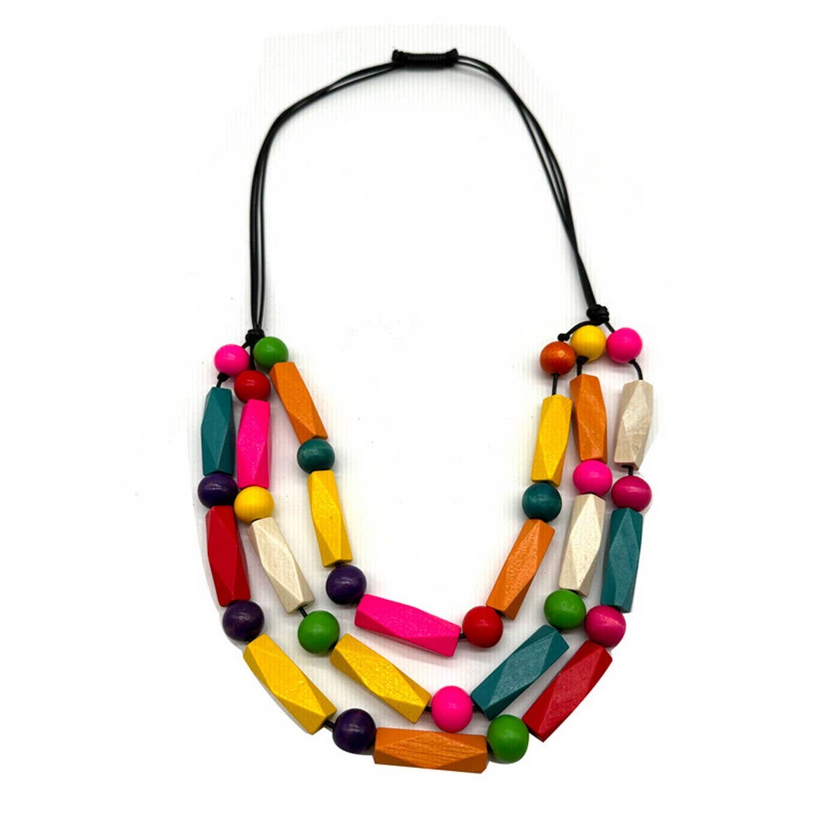 ETHNIC STYLE COLORFUL WOODEN BEADED NECKLACE