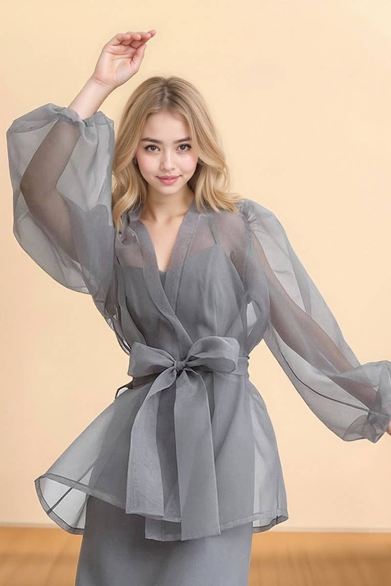 CWTBLL537_SHEER MESH LONG SLEEVE SHIRT BLOUSE