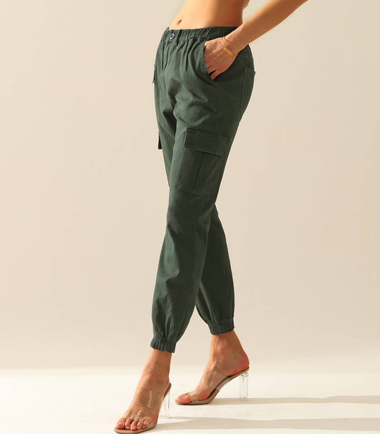 CWBLP400_Elastic Waist Cargo Pants Cotton Cargo Work Pants