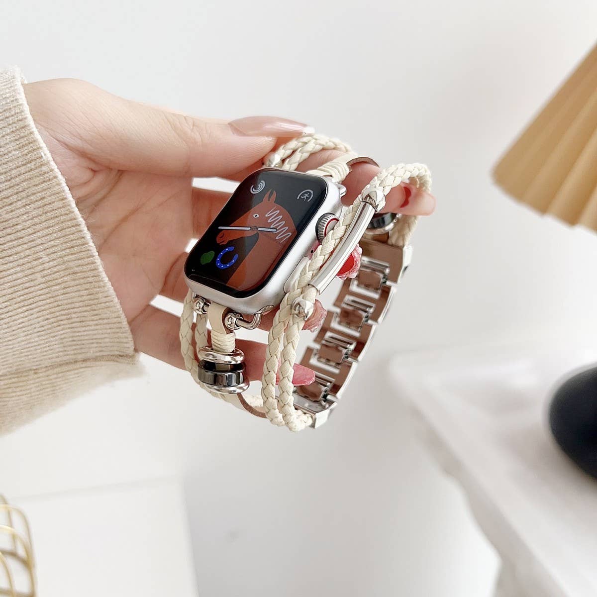 BOHEMIAN STYLE IWATCH9 GENUINE LEATHER WOVEN STRAP_CWWW0067