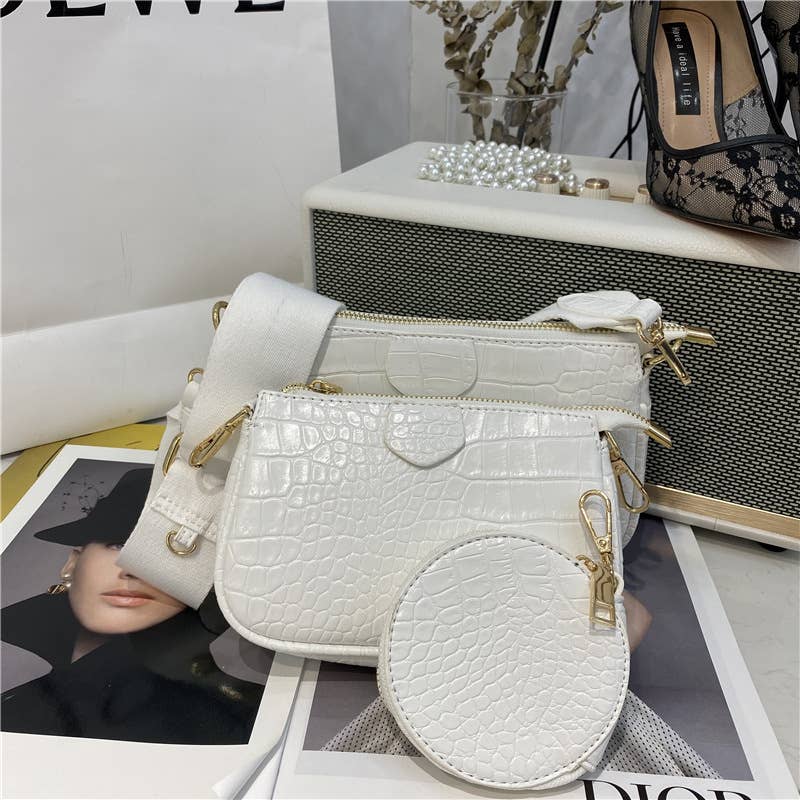 Crocodile-patterned PU small shoulder bag