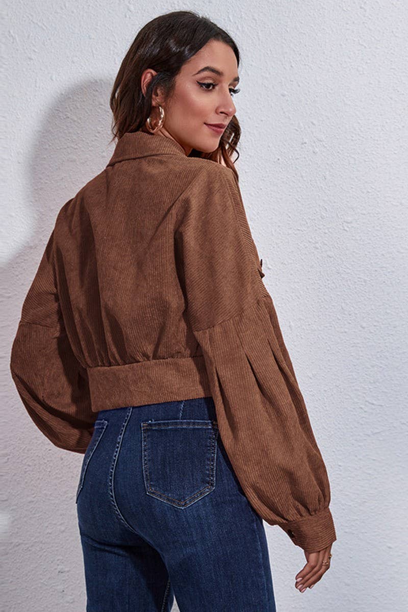 CWOJA1094_BALLOON SLEEVE CORDUROY SHORT JACKET