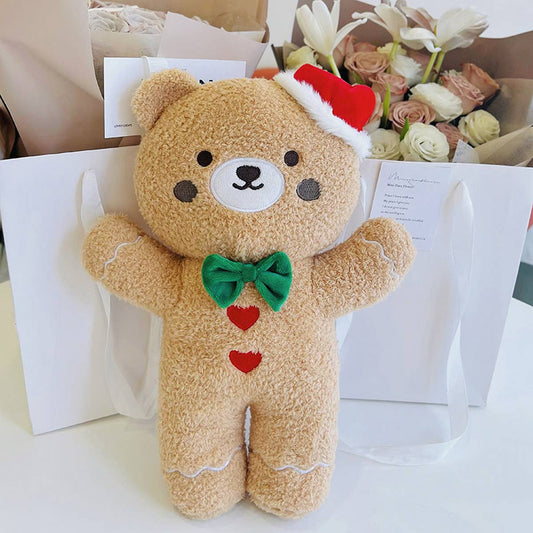CUTE BEAR DOLL PILLOW WITH SANTA HAT
