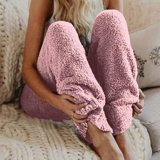 DOUBLE-SIDED FLEECE WARM SOLID COLOR FLEECE PANTS