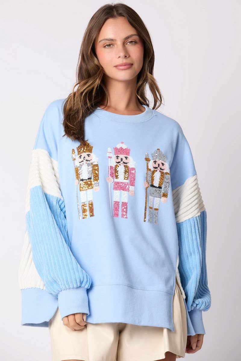 CWTBLL01267_CHRISTMAS SOLDIER SEQUIN COLORBLOCK SWEATSHIRT