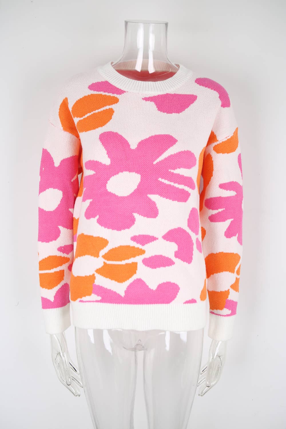 Casual versatile floral printed knitted sweater