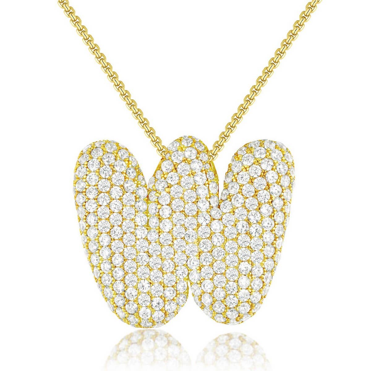 Fashionable Pendant Necklace - Zirconia Letters
