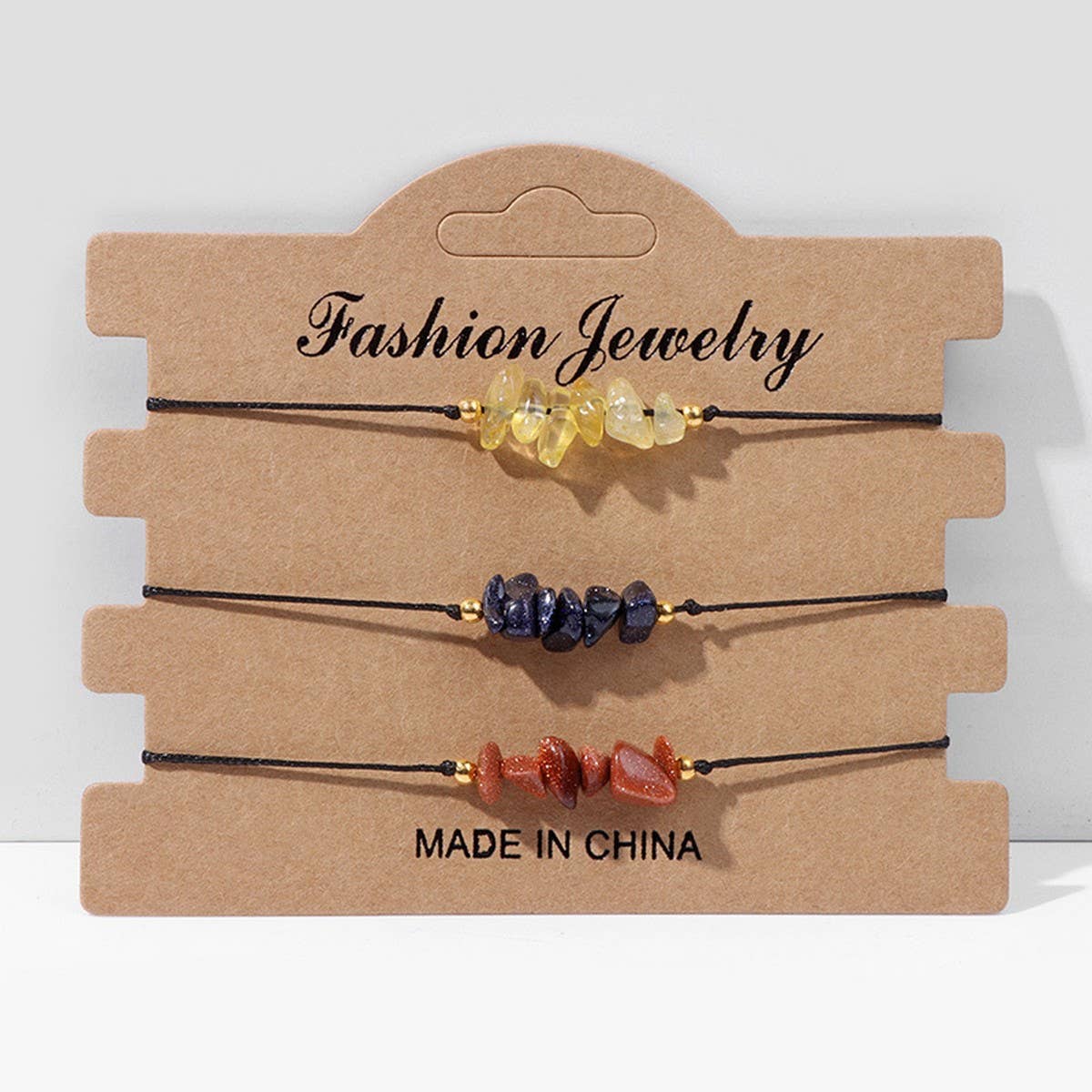 CRUSHED STONE TRIO BRAIDED BRACELET