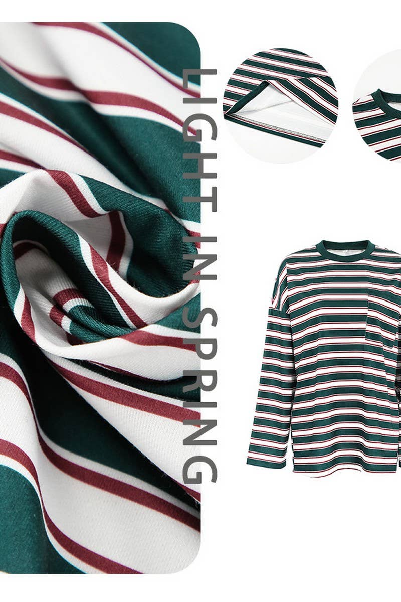 CWTBLL00580_CREW NECK KNITTED STRIPED LONG-SLEEVED TOP