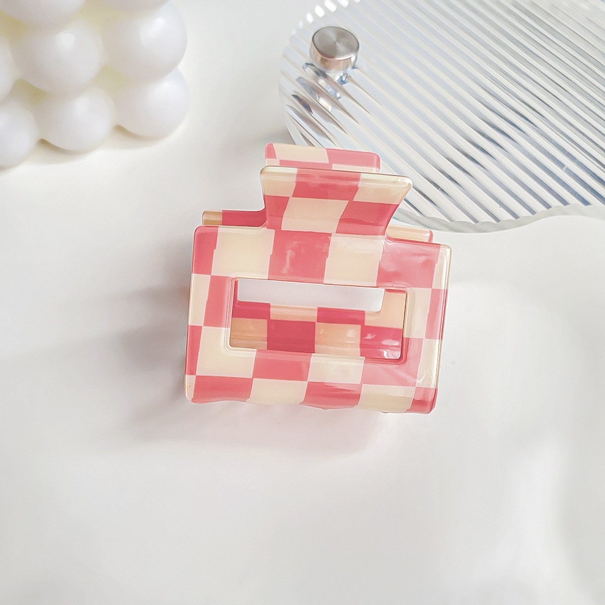 Checkerboard Hair Claw ??Candy Color Acetate Look_CWAHA0395