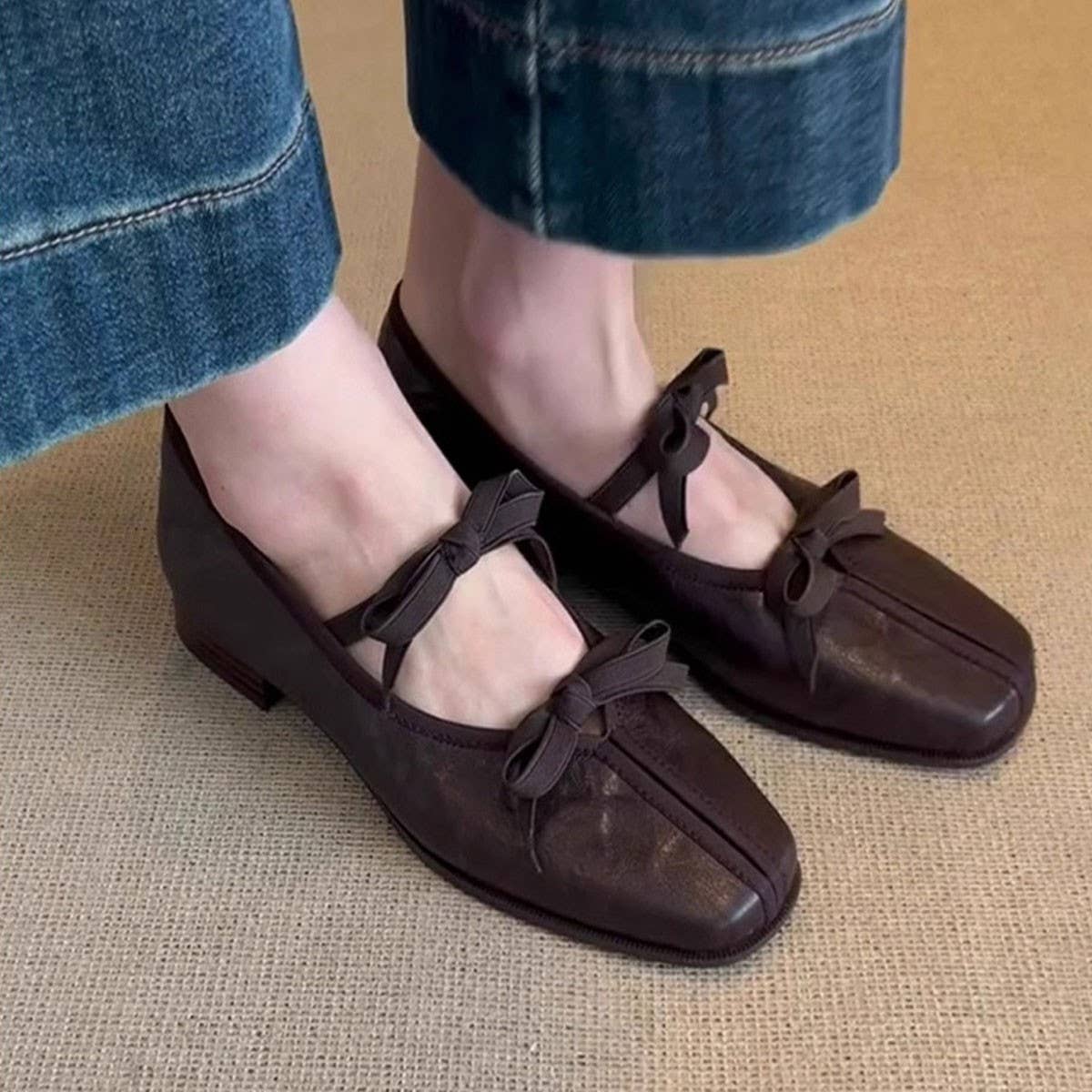 Lambskin Ballet Flats with Bow Detail